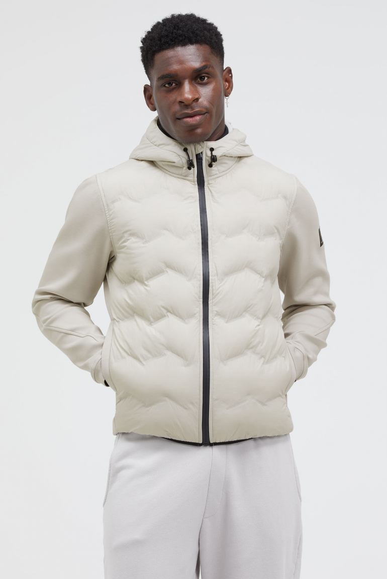Kapuzenjacke im tonalen Materialmix stone