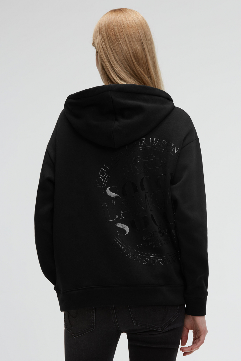 Kapuzensweatjacke mit Glossy-Rücken-Artwork black