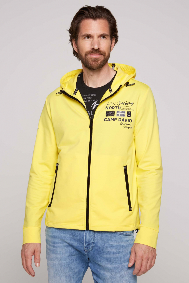 Kapuzensweatjacke mit Label-Applikationen light lime