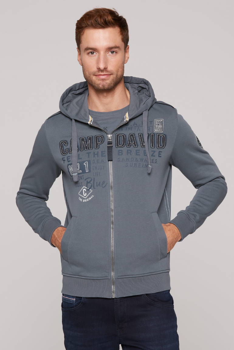 Kapuzensweatjacke mit Logo-Applikationen surf grey