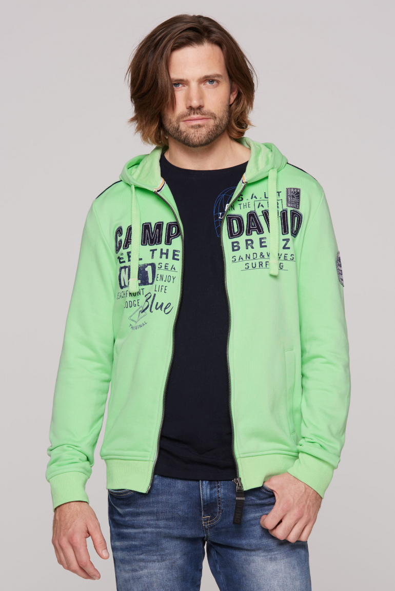 Kapuzensweatjacke mit Logo-Applikationen kiwi green