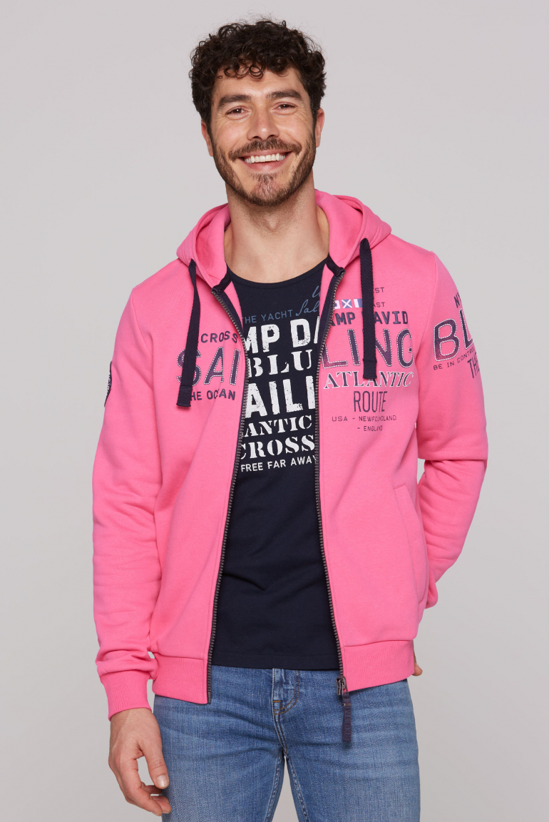 Kapuzensweatjacke mit Puffprints pink
