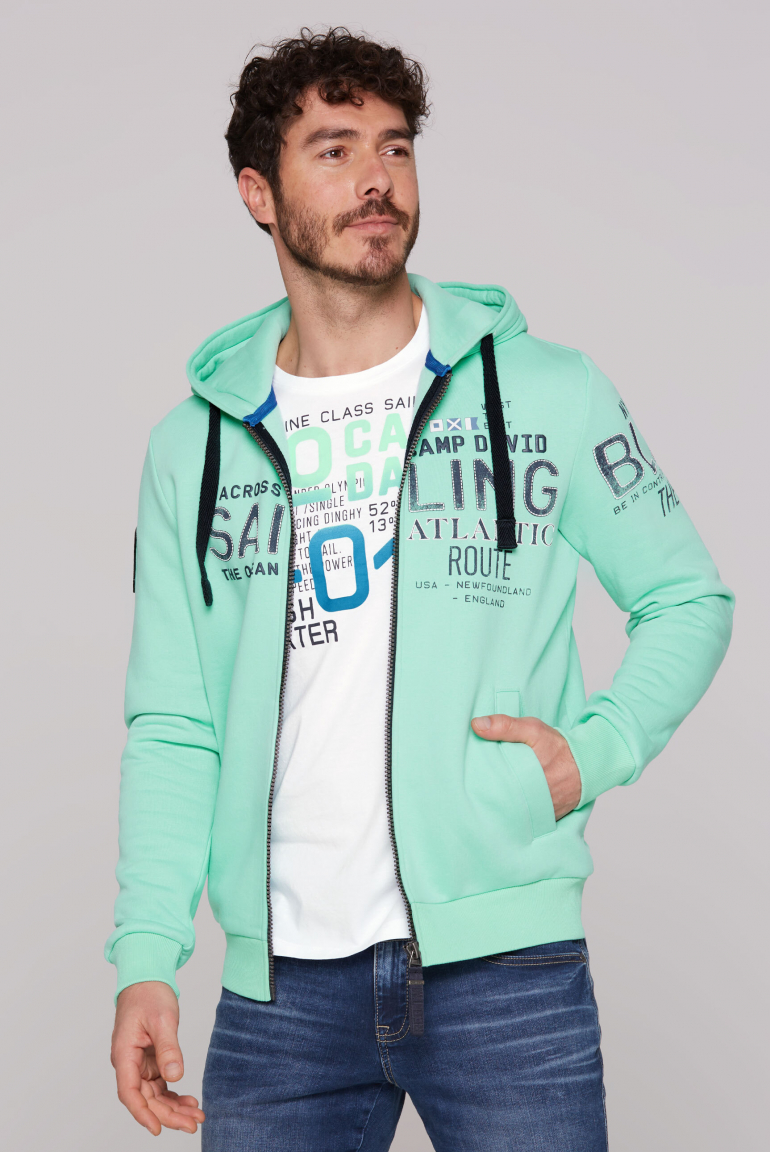 Kapuzensweatjacke mit Puffprints mint leaf