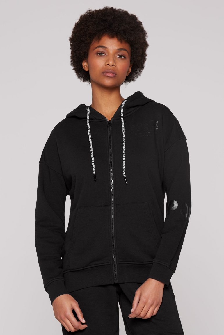 Kapuzensweatjacke mit Rücken-Print black