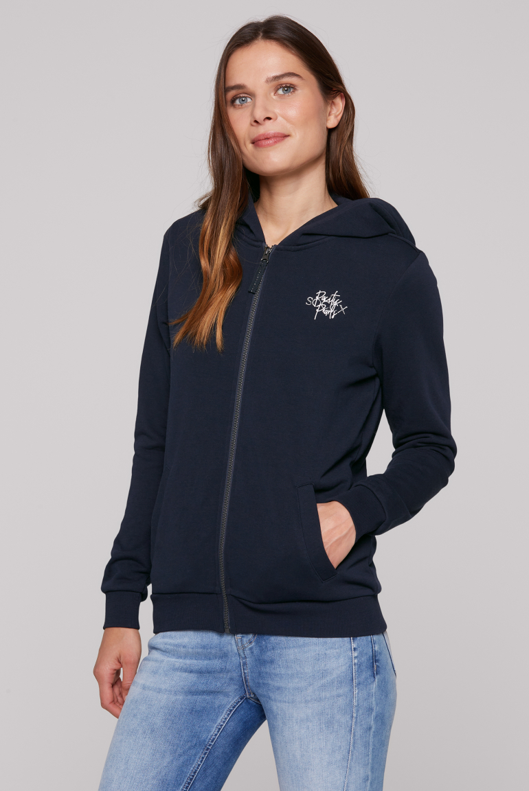 Kapuzensweatjacke mit Rücken-Print blue navy