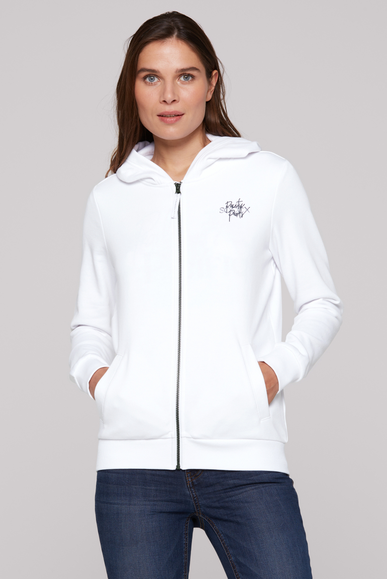 Kapuzensweatjacke mit Rücken-Print opticwhite