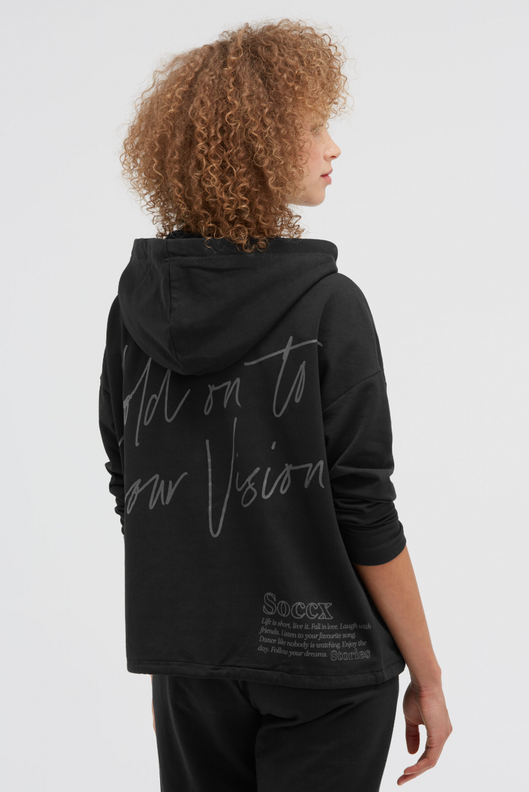 Kapuzensweatjacke mit Rücken-Print black
