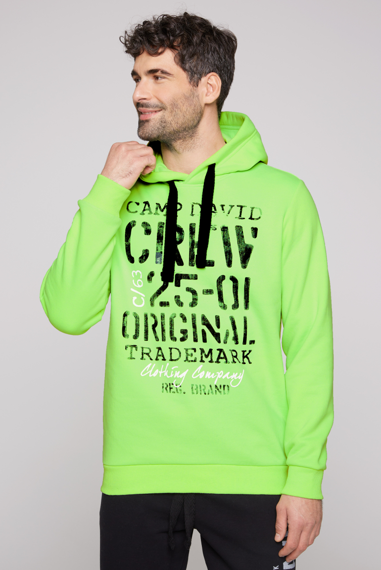 CAMP DAVID SOCCX Kapuzensweatshirt mit Used Print neon green