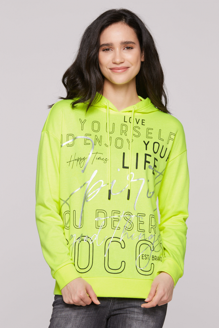 Kapuzensweatshirt mit XL-Wording neon lime