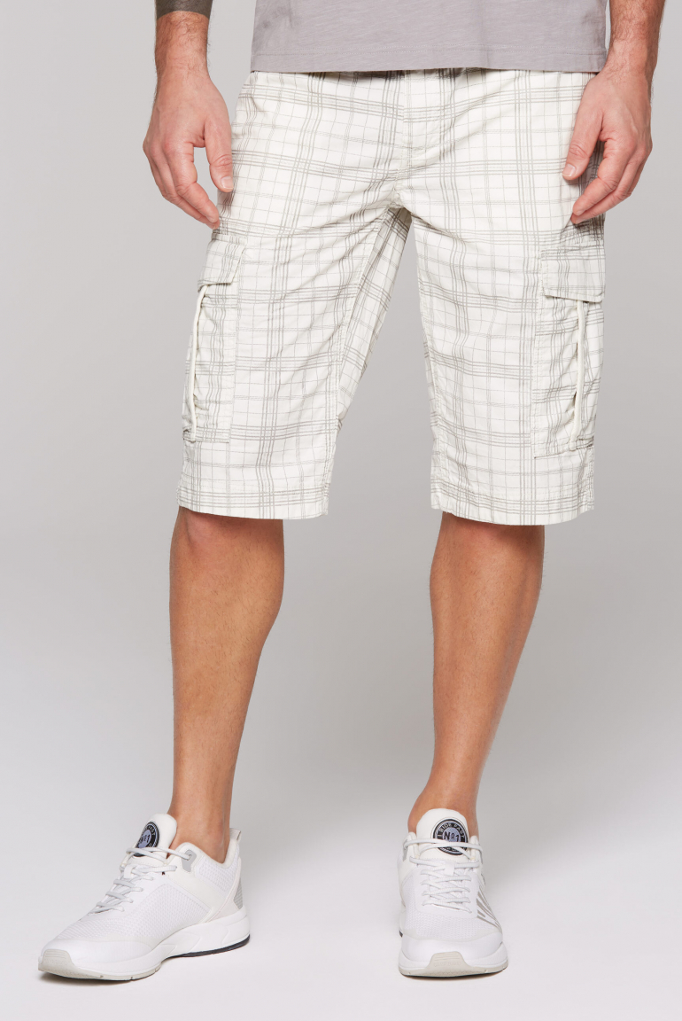Karierte Cargo Shorts mit tonigen Tapes kitt