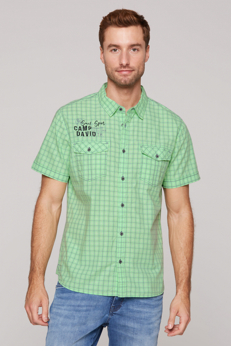 Karohemd Kurzarm mit Klappentaschen kiwi green