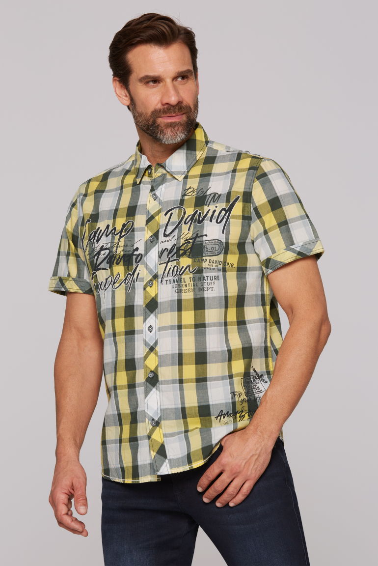 Karohemd Kurzarm mit Logo Artworks mountain yellow
