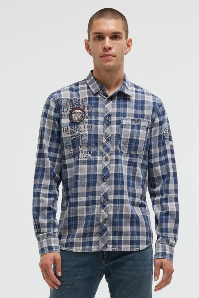 Karohemd mit Logo Artworks vintage indigo