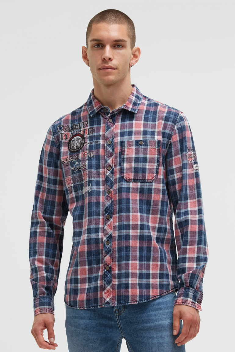 Karohemd mit Logo Artworks brick red indigo