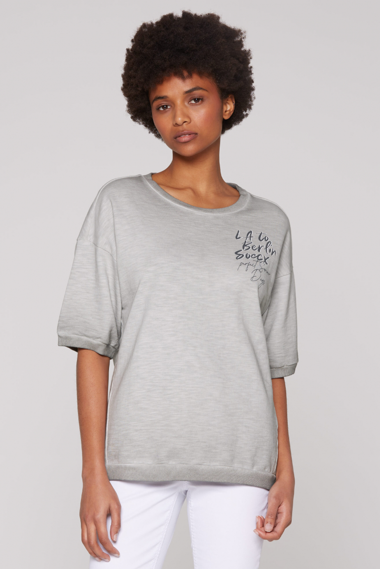 Kurzarm-Sweatshirt mit Label Print shadow
