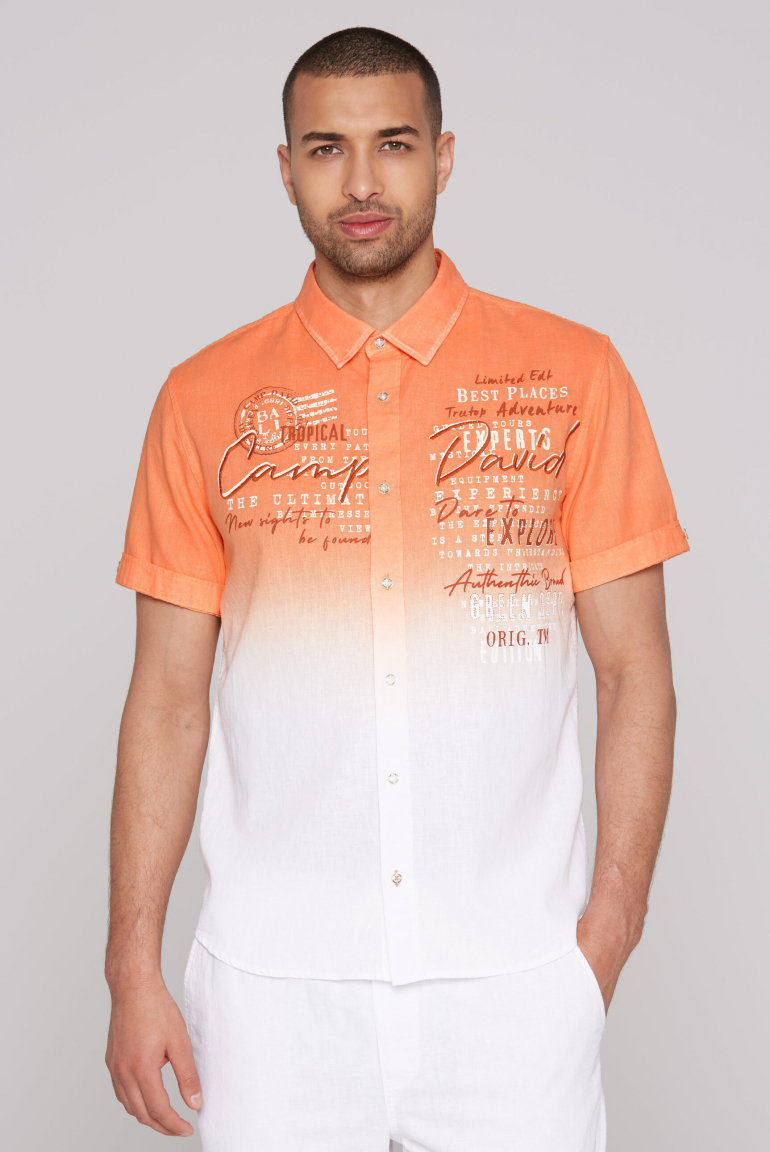 Kurzarmhemd Dip Dye mit Prints und Stickereien sunstone