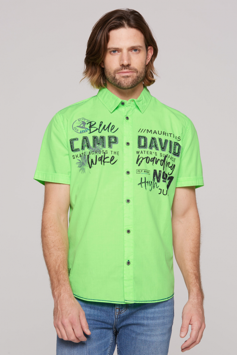 Kurzarmhemd mit Label Prints neon green