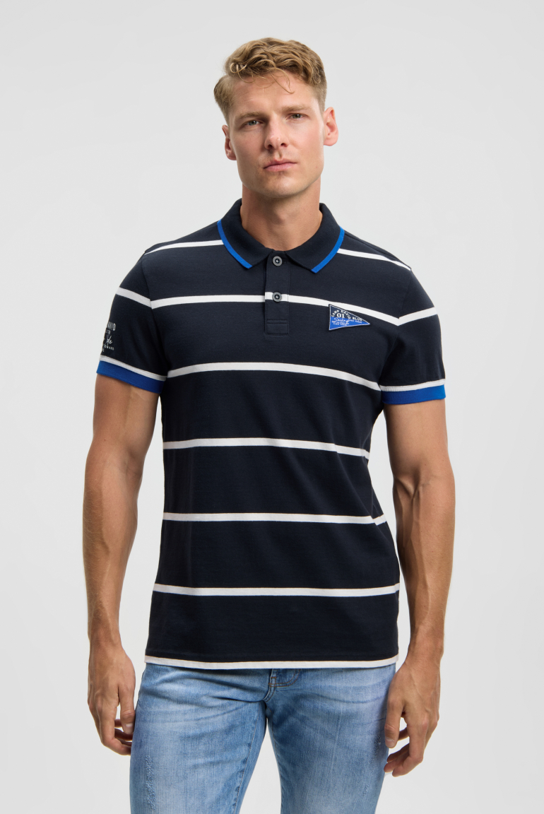 Kurzarmpolo mit Streifen-Design blue navy