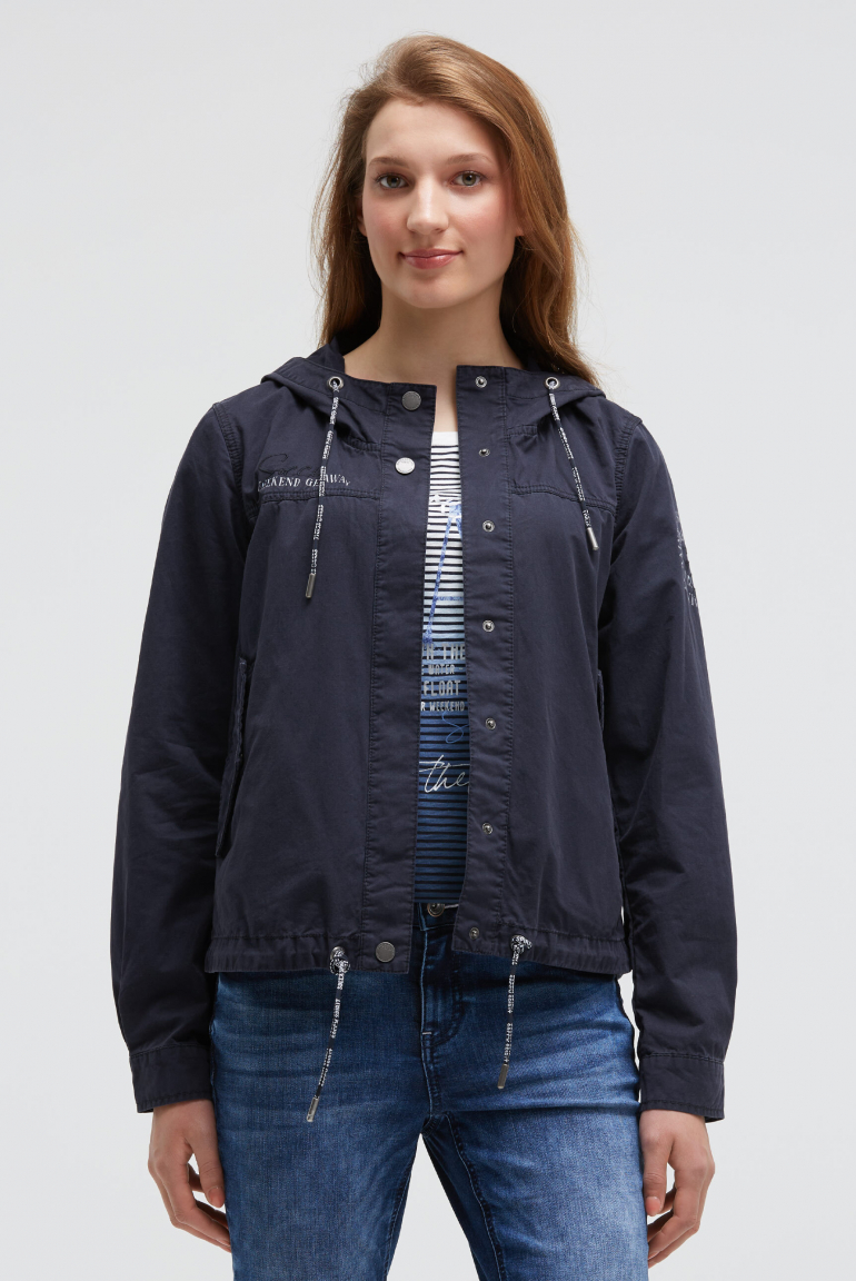 Kurzjacke mit Kapuze und Kordelzug im Saum blue navy
