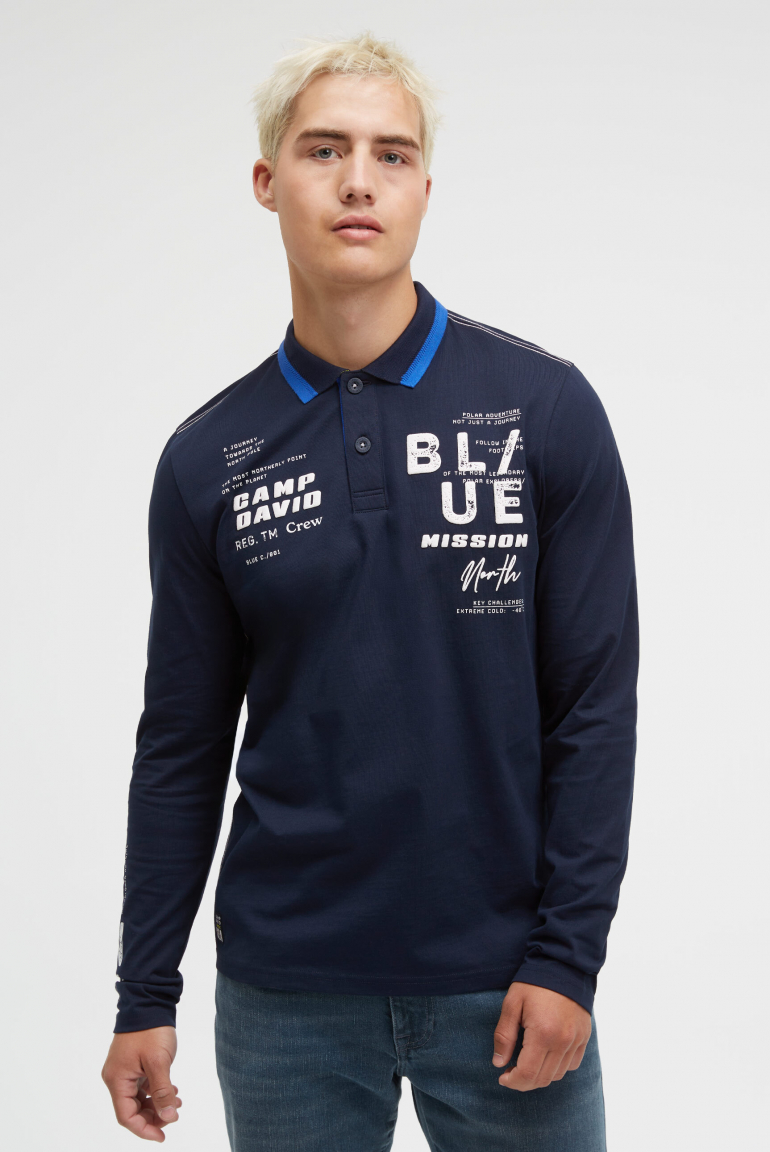 Langärmliges Poloshirt mit Puffprints blue navy