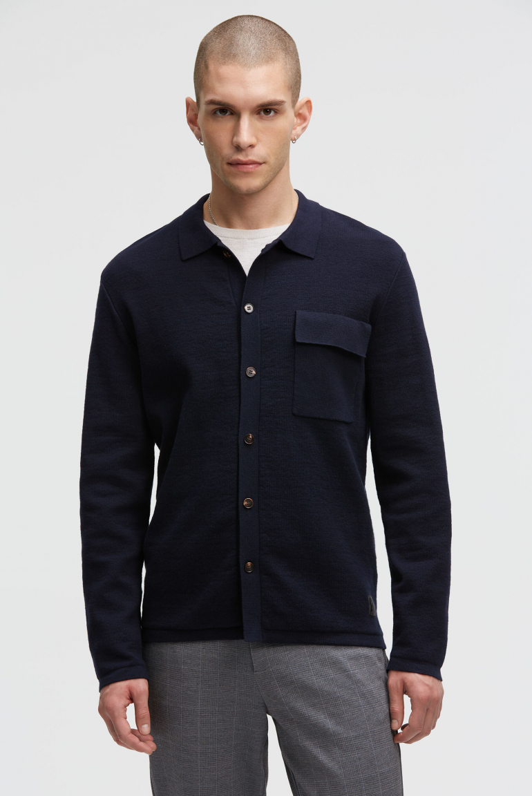 Langarmhemd im Strick-Design true navy