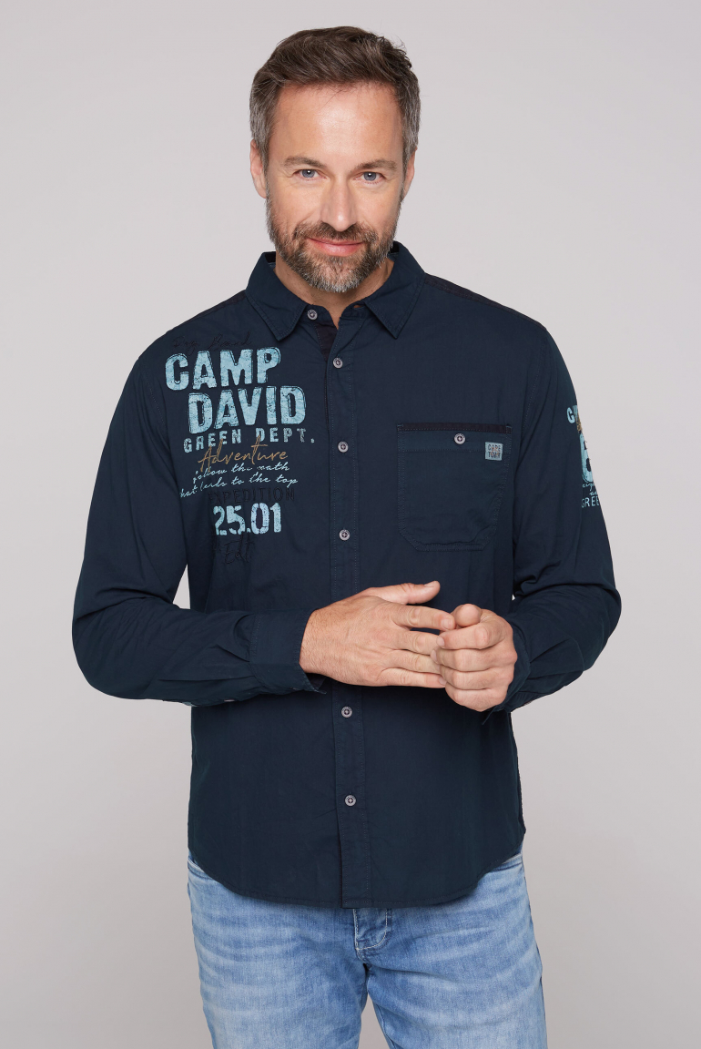 Langarmhemd mit Logo-Stickereien blue navy