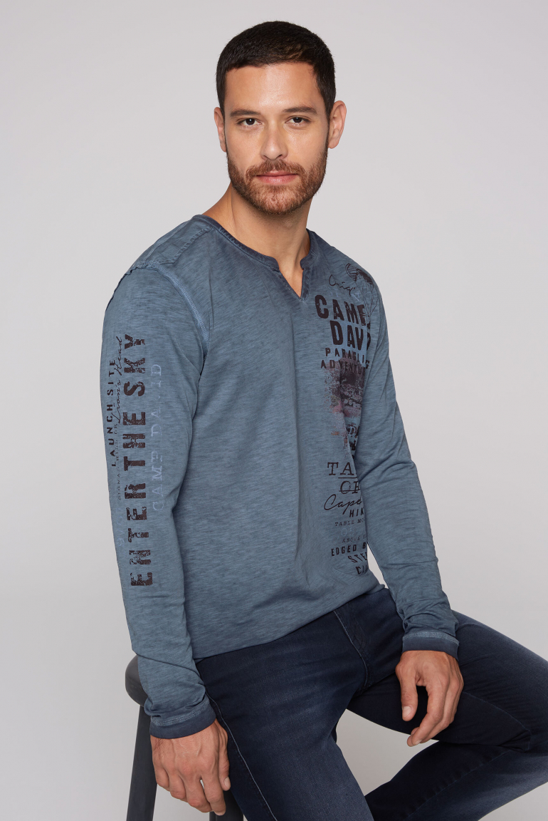 Langarmshirt mit Twill-Patches und Artworks blue navy