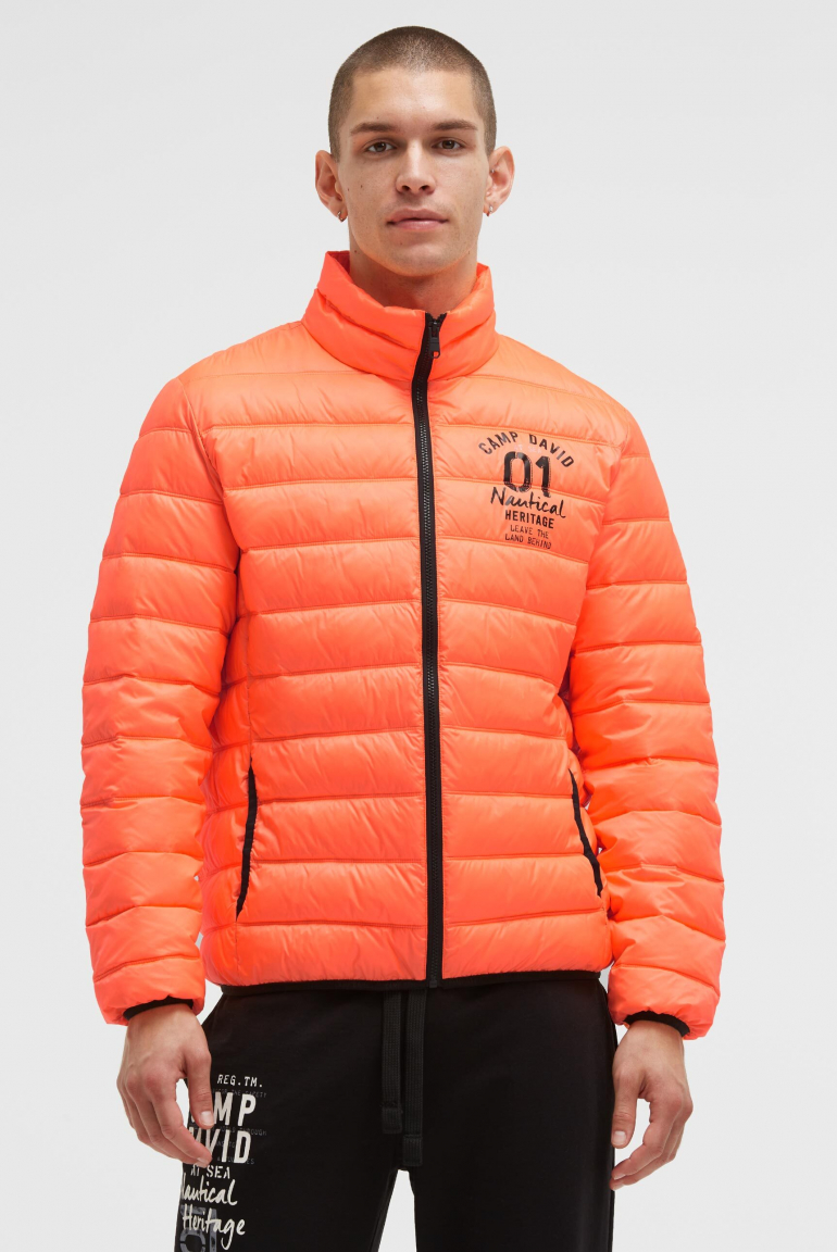 Leichte Steppjacke mit Rücken-Print speed orange neon