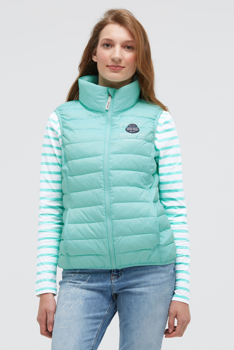 Leichte Steppweste mit Prints und Patch new aqua