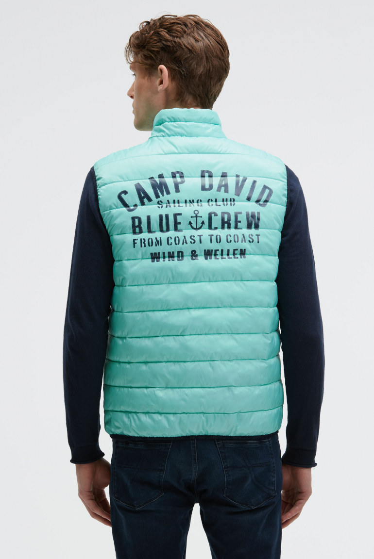 Leichte Steppweste mit Rücken-Print new aqua