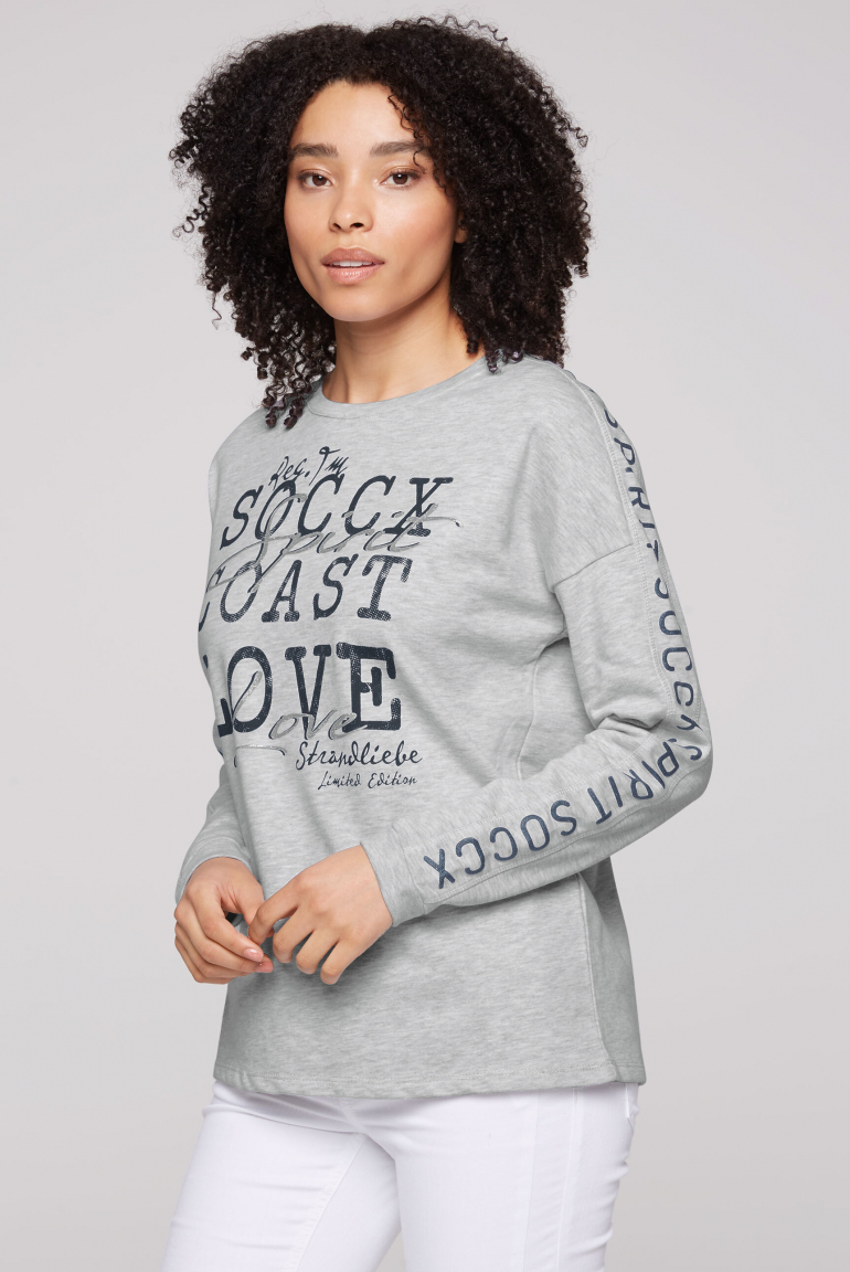Leichtes Sweatshirt mit Logo-Tape light grey melange
