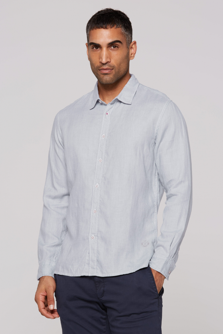 Leinenhemd Langarm Muscle Fit smokey mint