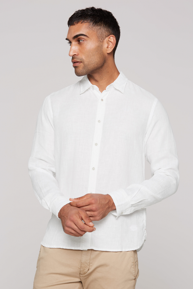 Leinenhemd Langarm Muscle Fit opticwhite