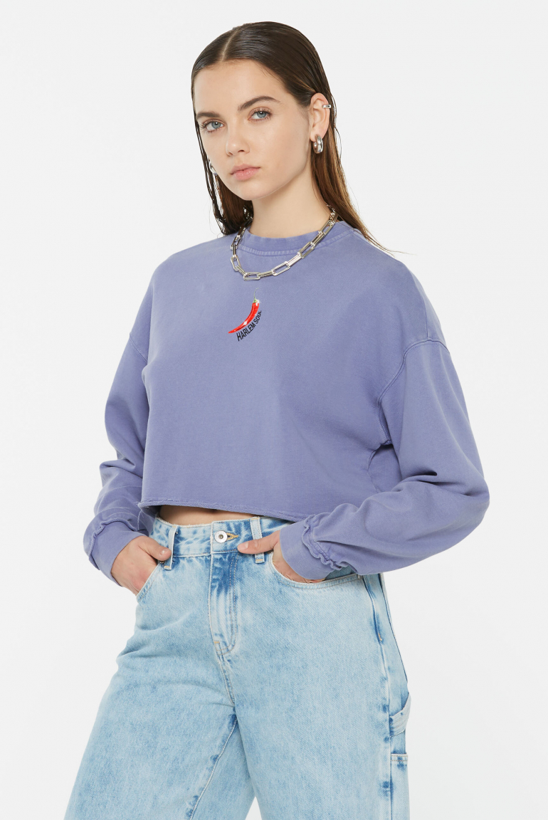LO-LA Cropped Sweatshirt printed violet
