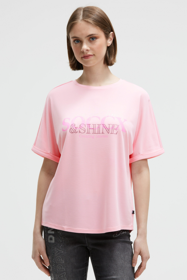 Logo T-Shirt mit Schmucksteinen smooth rose
