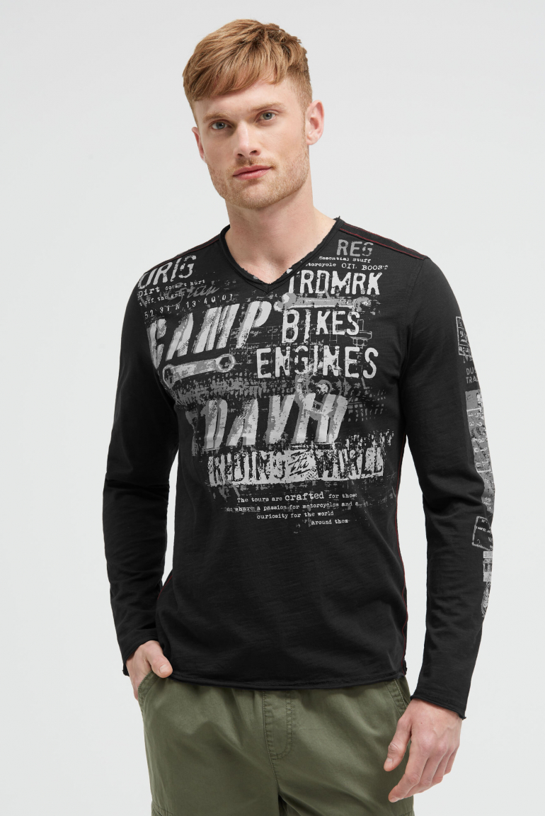 Longsleeve im Vintage Look mit Used Prints black