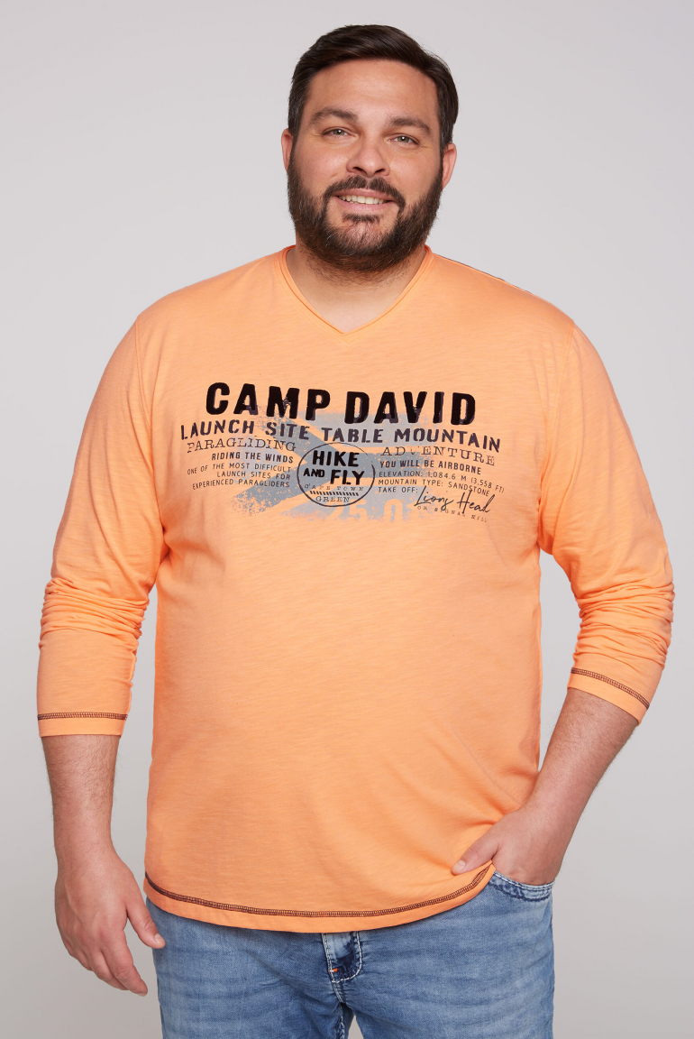 Longsleeve mit Flockprint sunrise orange