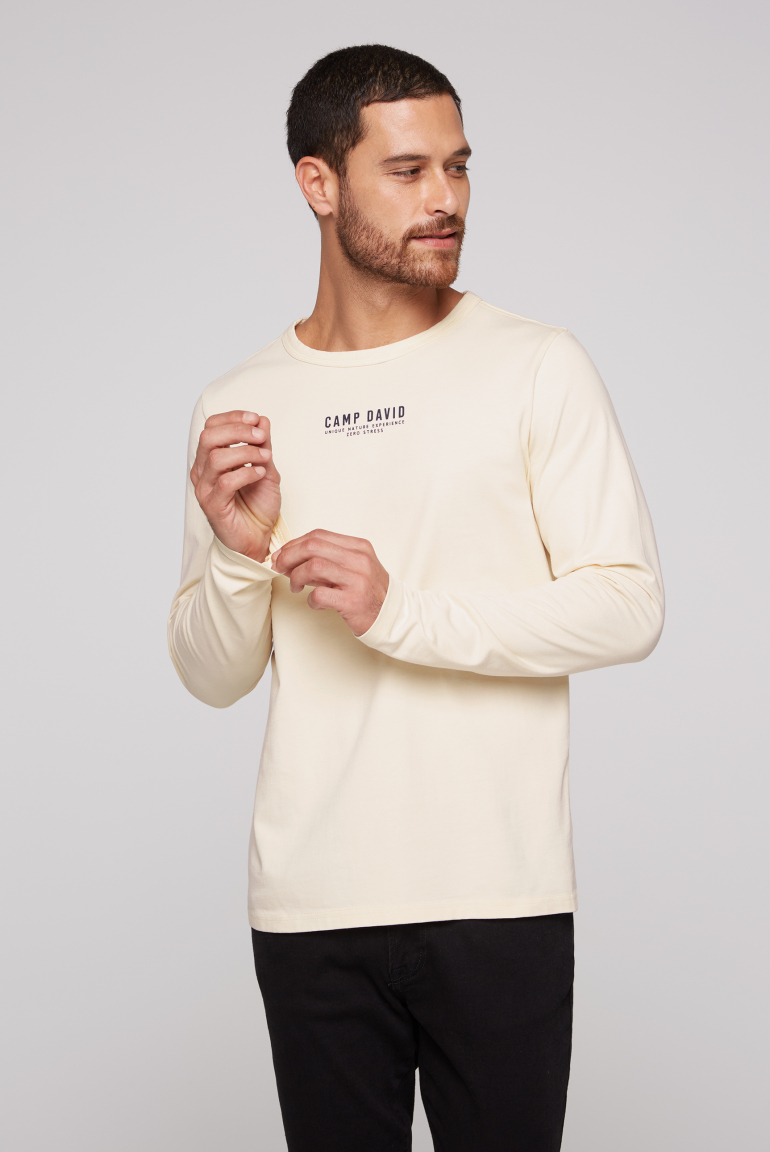 Longsleeve mit Logo Print ecru