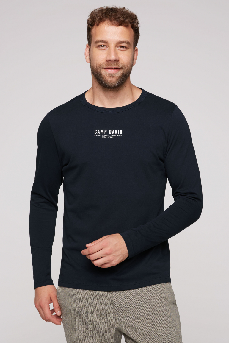Longsleeve mit Logo Print blue navy