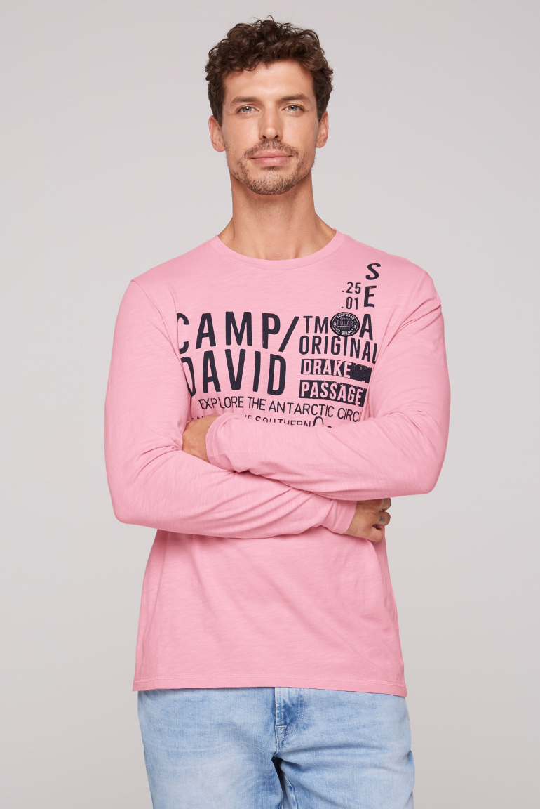 Longsleeve mit Logo Print und Patch faded pink