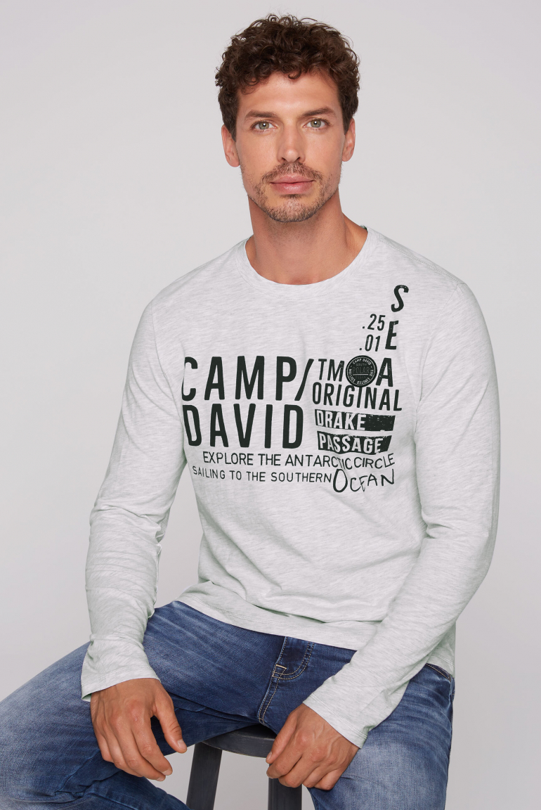 Longsleeve mit Logo Print und Patch light grey melange