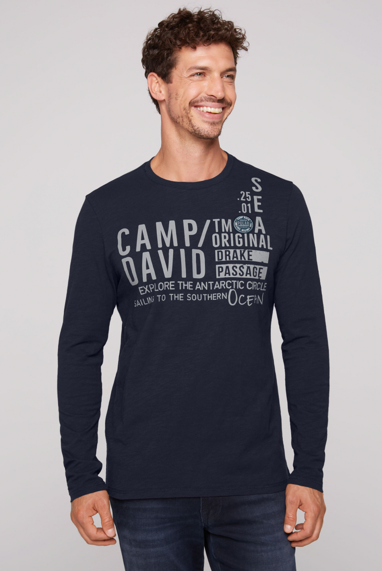 Longsleeve mit Logo Print und Patch nautic navy