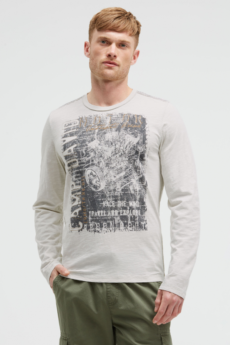 Longsleeve mit Tape und Photoprint ash