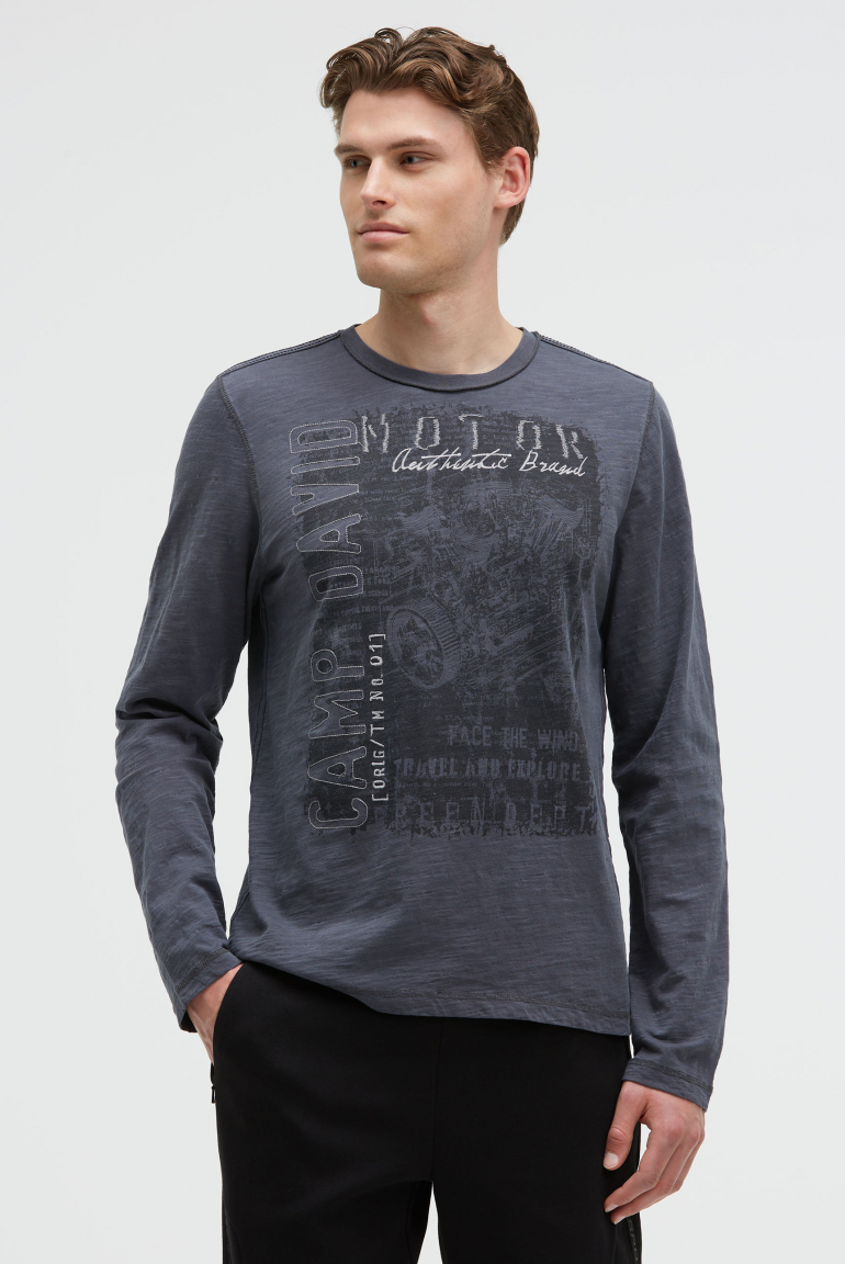 Longsleeve mit Tape und Photoprint blue shades