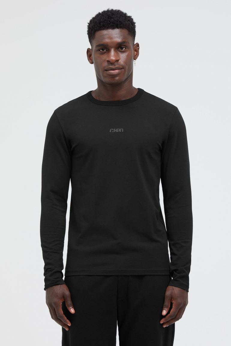 Longsleeve mit tonalem Rubber Logo black