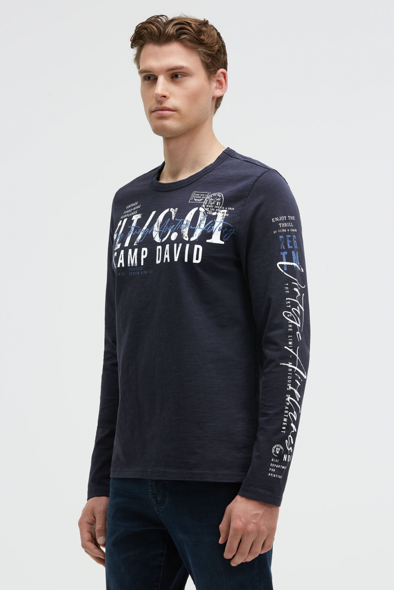 Longsleeve mit Used Prints blue navy