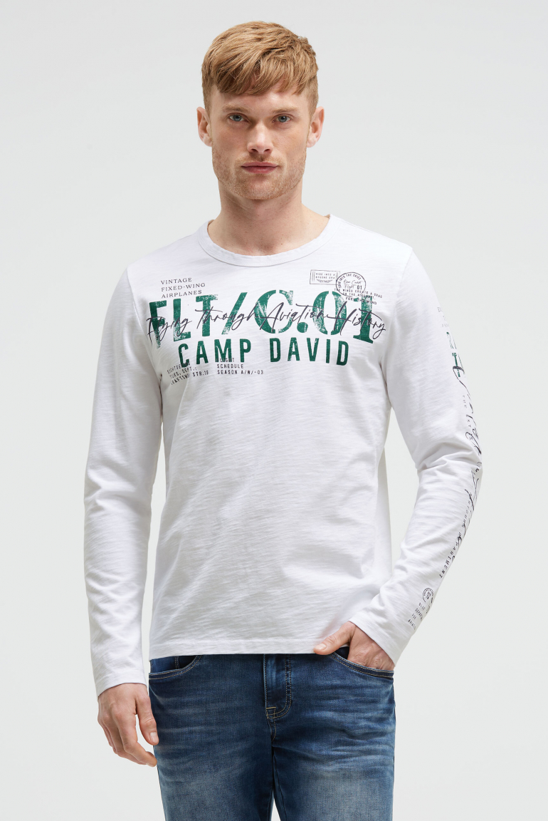 Longsleeve mit Used Prints opticwhite