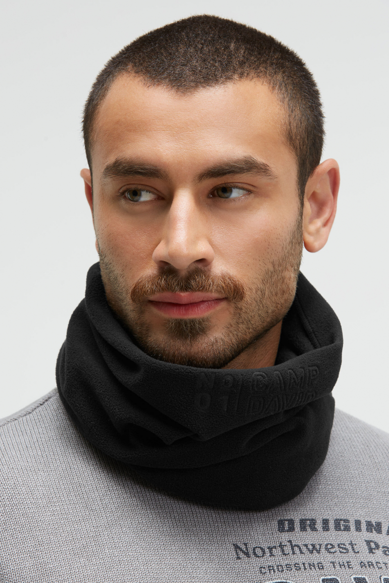 Loop Schal aus Fleece mit Logo-Prägung black