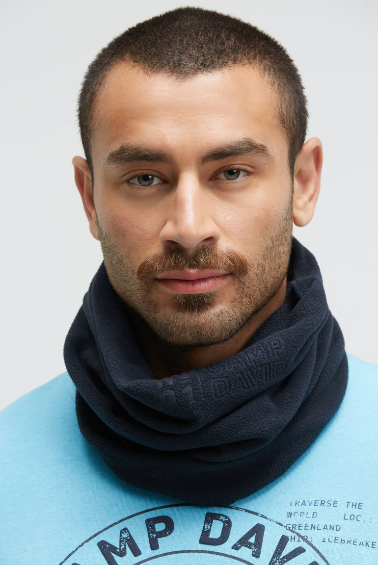 Loop Schal aus Fleece mit Logo-Prägung blue navy