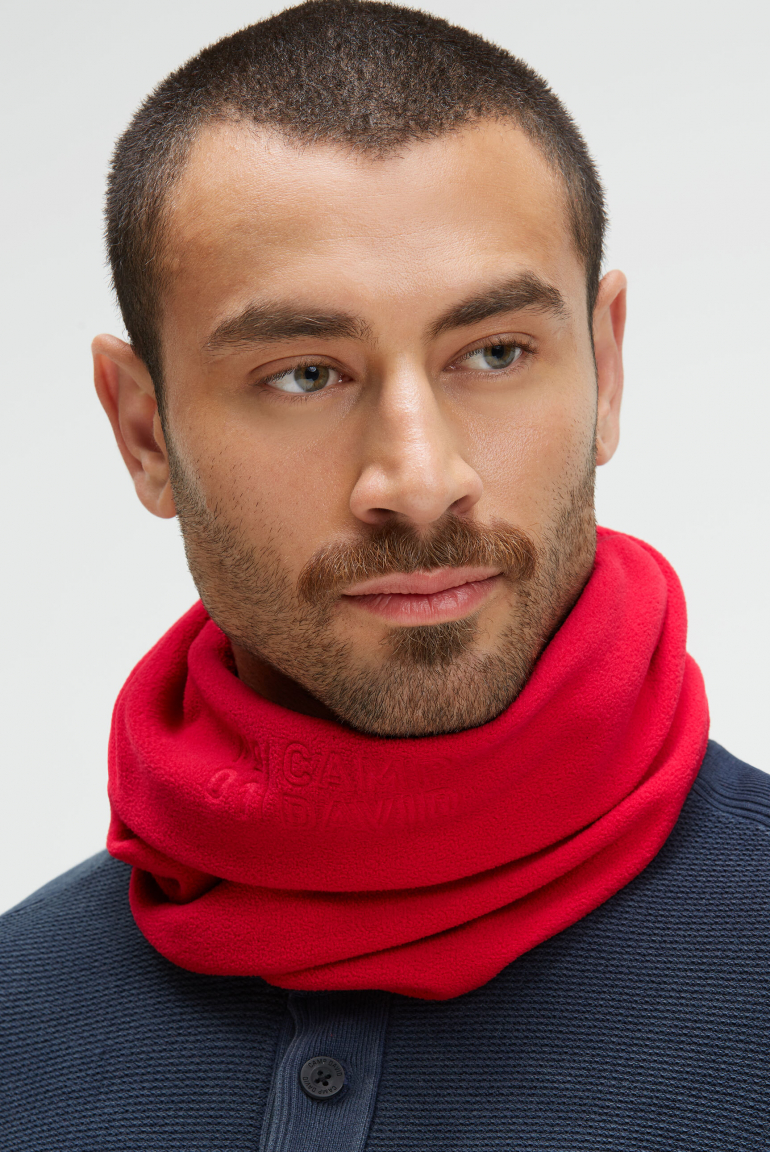 Loop Schal aus Fleece mit Logo-Prägung royal red